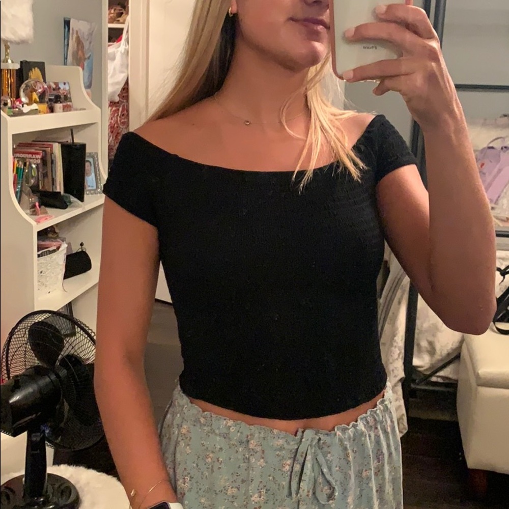 Black off the shoulder brandy top